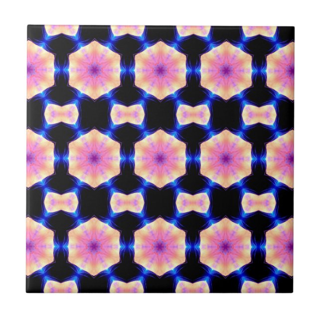 hexagramas cor-de-rosa no azulejo preto (Frente)