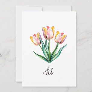 Hi — Cartão de Saudação Manuscrito De Tulipa De Aq