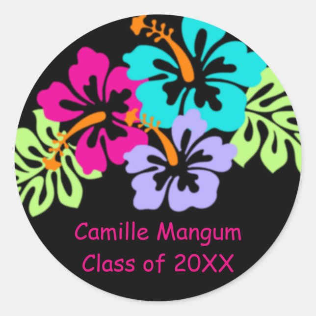 Hibisco Tropical - Adesivos do Círculo de Graduaçã (Frente)