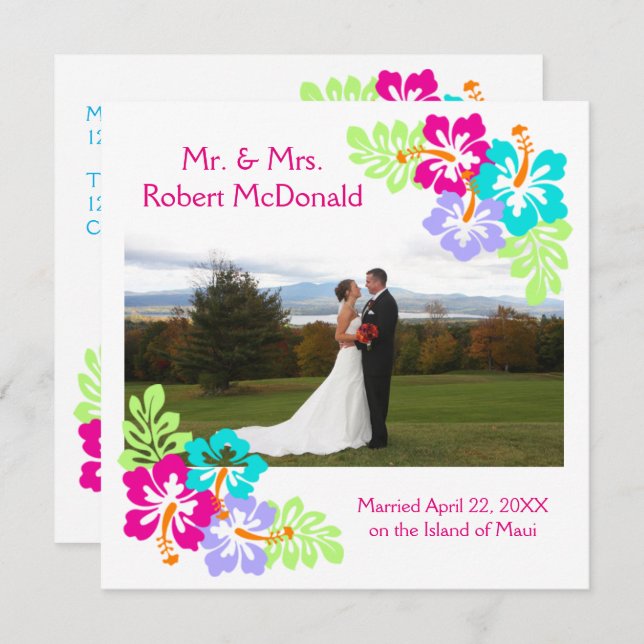 Hibisco Tropical - Anúncio de Casamento ao Esquadr (Frente/Verso)