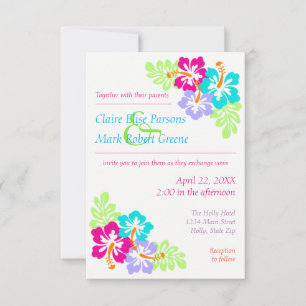 Hibisco tropical - Convite para Casamento 3x5