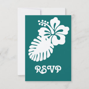 Hibisco tropical na placa RSVP Teal