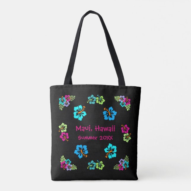 Hibisco Tropical Preto - Bolsa Tote (Verso)