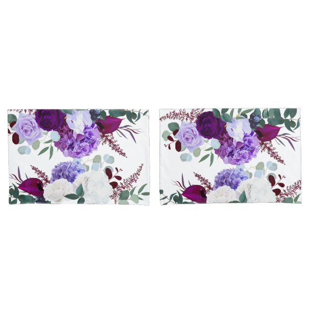 Hibiscus de Lavanda do Travesseiro Capas em Branco (Frente - conjunto)