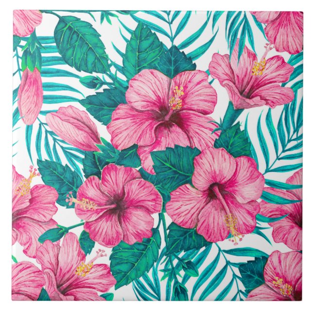 Hibiscus e palmeiras (Frente)