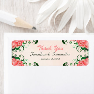Hibiscus Floral Pink Casado Favor Etiquetas