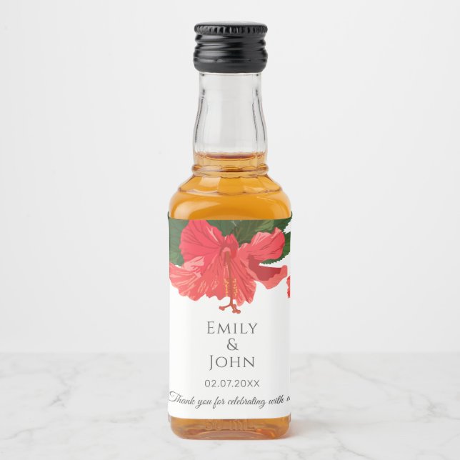 Hibiscus flower Mini Liquor Bottle Labels (Frente)