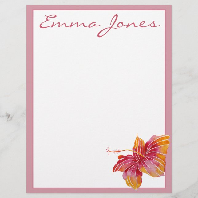 Hibiscus Flower Personalizada Letterhead (Frente)