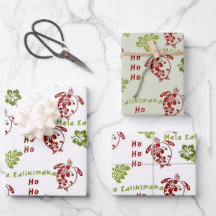 Hibiscus Honu Mele Kalikimaka Gift Wrap