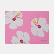 Hibiscus no tapete de Comida do Cachorro Rosa