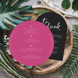Hibiscus Rosa Menu de Casamento Redondo Moderno