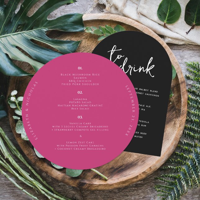 Hibiscus Rosa | Menu de Casamento Redondo Moderno (Criador carregado)