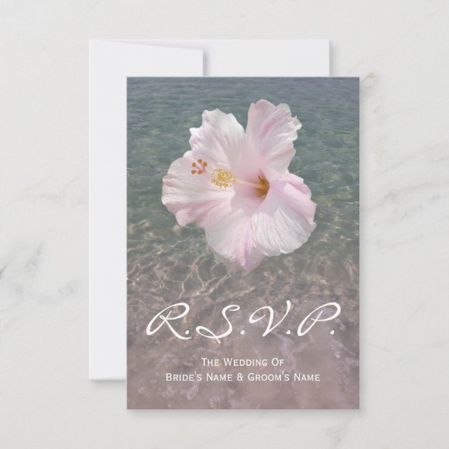 Hibiscus Small RSVP de Casamento de Praia Tropical (Frente)