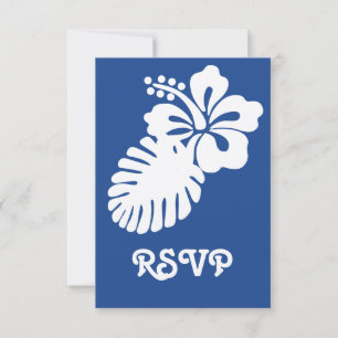 Hibiscus tropical em cartão RSVP Azul