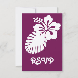 Hibiscus tropical em placa de RSVP de Vinho