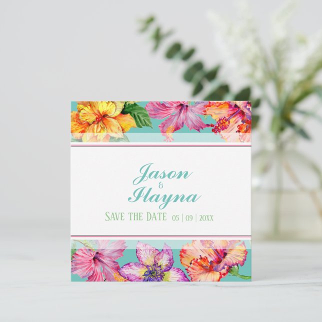 Hibiscus Tropical Salve A Placa Plana De Data (Em pé/Frente)