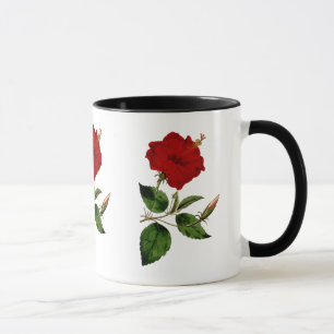 Hibiscus vermelho com a caneca preta da campainha