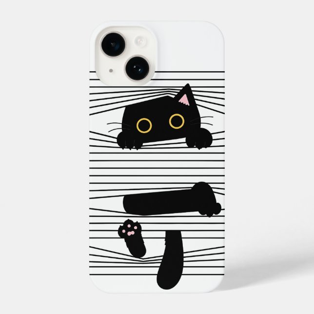 Hidden Black Cat Cute Funny Minimalist Animal Love (Verso)
