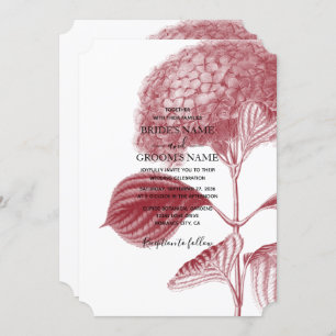 Hídrangea Convite para Casamento Elegante Burgundy