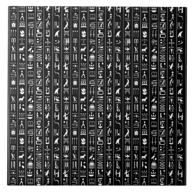 Hieroglifos Egípcios No Azulejo De Cerâmica Branca (Frente)