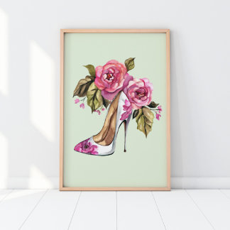 High Heel mit Blüten Poster