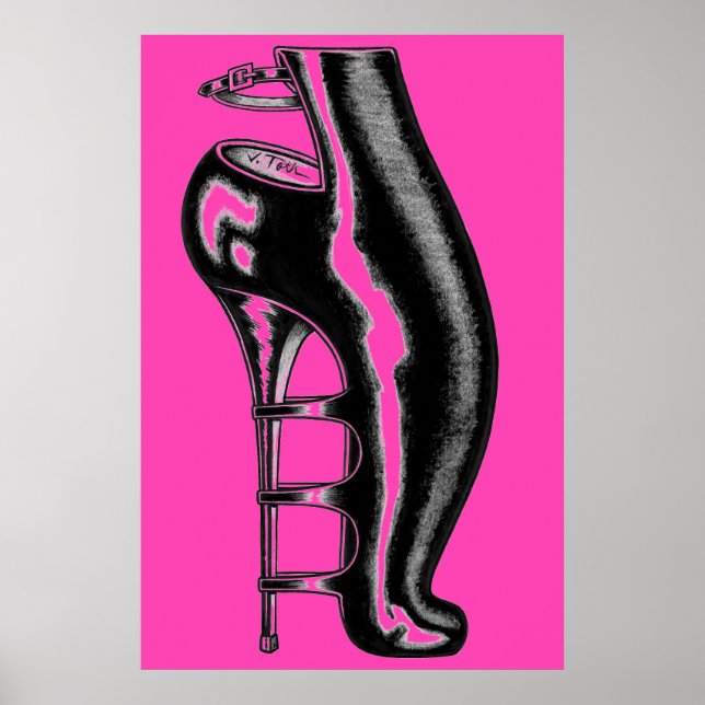 High Heeled Rubber Boot/Hot Pink Poster (Frente)
