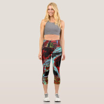 High Waisted Capris – Serpent Frequency Abstract 