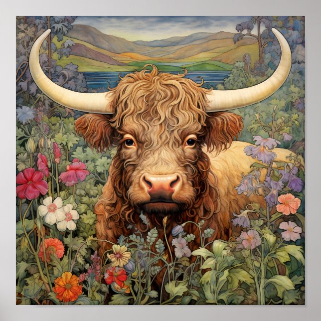 Highland Cow Art Impressão (Frente)