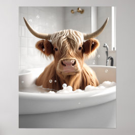 Highland Cow Bathroom Wall Art Poster