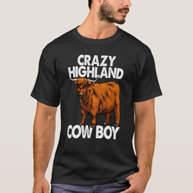 Highland Cow Boy Camiseta Fortes Camisetas De Vaca (Frente)