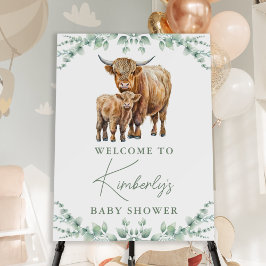 Highland Cow Greenery Boho Fazenda Chá de fraldas 