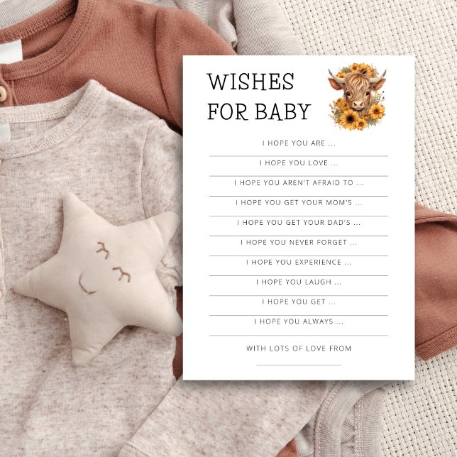 Highland Cow Sunflower deseja um cartão de Chá de  (Criador carregado)