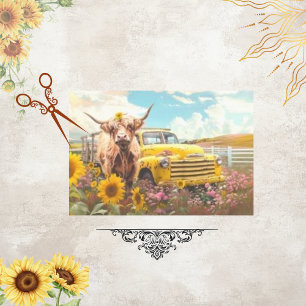 Highland Cow Sunflower Scrapbook Paper