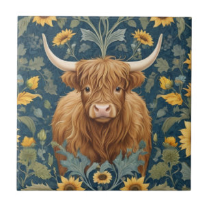 Highland Cow William Morris Estilo Amarelo