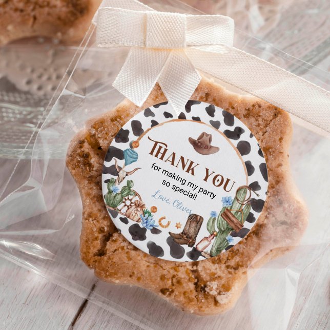 Highland Cowboy Etiqueta os Stickers de Aniversári (Criador carregado)