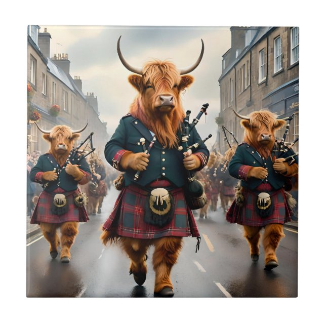 Highland Harmony: Bagpipe Highland Cow Banda (Frente)