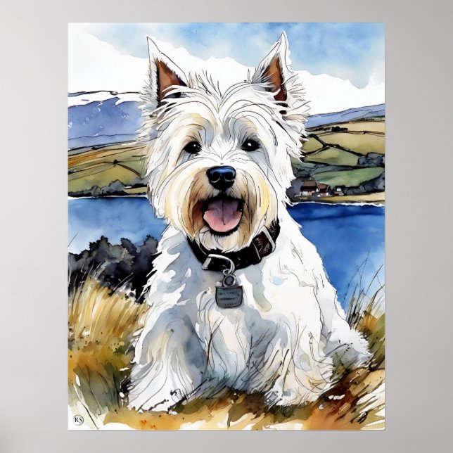 Highland Terrier - Impressão de Arte Canina (Frente)