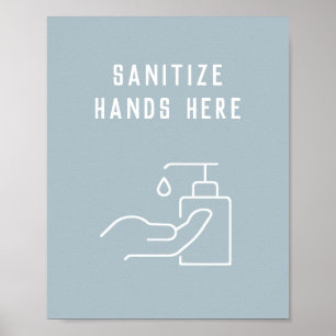 Higiene Escolar Sanitize Suas Mãos Aqui Poster