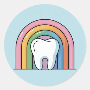 Higienista Dental Adesivo Redondo Clássico Arco-ír