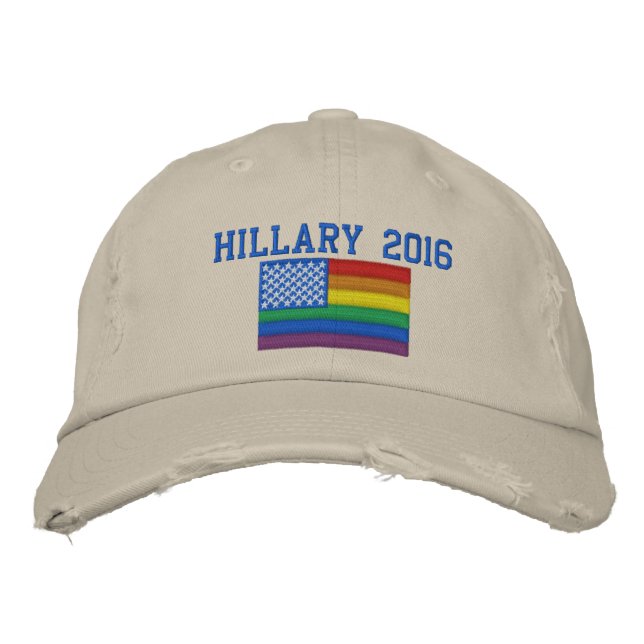 Hillary 2015 Baseball Boné - Gay Flag Design (Frente)