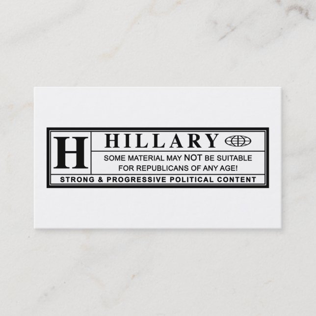 Hillary Clinton - etiqueta de aviso (Frente)