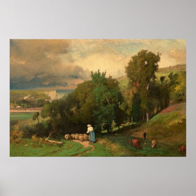 Hillside no Etretat, George Inness Fine Art Poster (Frente)