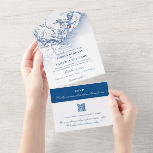 Hilton Head SC Mapa Elegante Casamento de Marinhos
