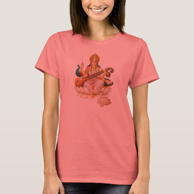 Hindu Goddess Saraswati, design de camiseta (Frente)