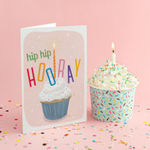 Hip Hip Hooray Cupcake Feliz Aniversário 