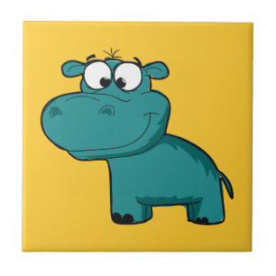 Hipopótamo feliz azul