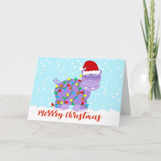 Hipopótamo Para Cartão De Natal (Frente)