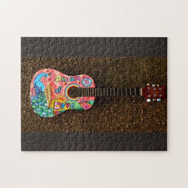 HIPPIE ACCOUSTIC GUITAR JIGSAW QUEBRA-CABEÇA (Horizontal)