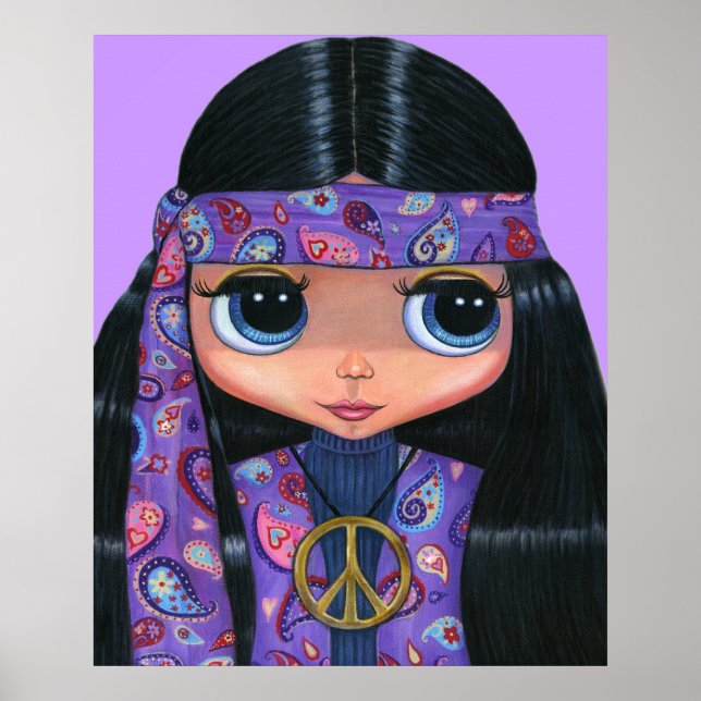 Hippie em Paisley Poster (Frente)