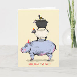 Hippo, Birdie, Duas Ovelhas! Cartão de Aniversário